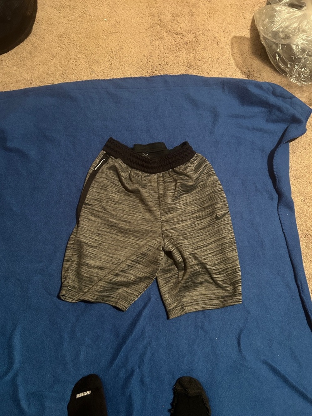 Nike Men's Gray Heather Athletic Shorts with Black Waistband
